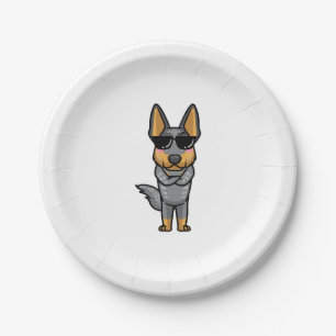 Australian Cattle Dog Kawaii Emoticon Paper Plate
