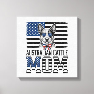 Australian Cattle Dog Mum Patriotic Vintage Shirt_ Canvas Print