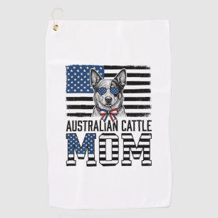 Australian Cattle Dog Mum Patriotic Vintage Shirt_ Golf Towel