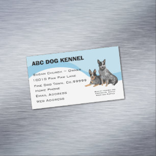 Australian Cattle Dog on Blue Swirl Magnetic Business Card