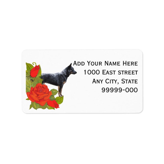 Australian Cattle Dog on Red Roses Address Label (Front)