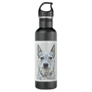 Australian Cattle Dog Painting - Cute Original Art 710 Ml Water Bottle