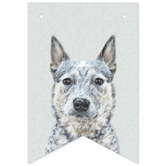 Australian Cattle Dog Painting - Cute Original Art Bunting (First Flag)