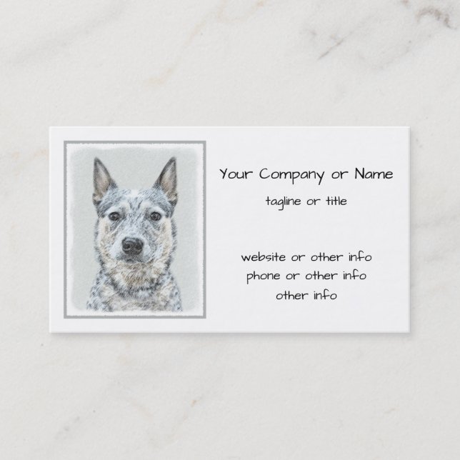 Australian Cattle Dog Painting - Cute Original Art Business Card (Front)