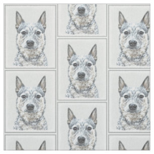 Australian Cattle Dog Painting - Cute Original Art Fabric