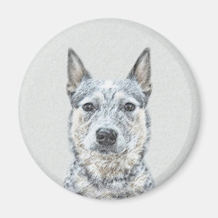 Australian Cattle Dog Painting - Cute Original Art Magnet