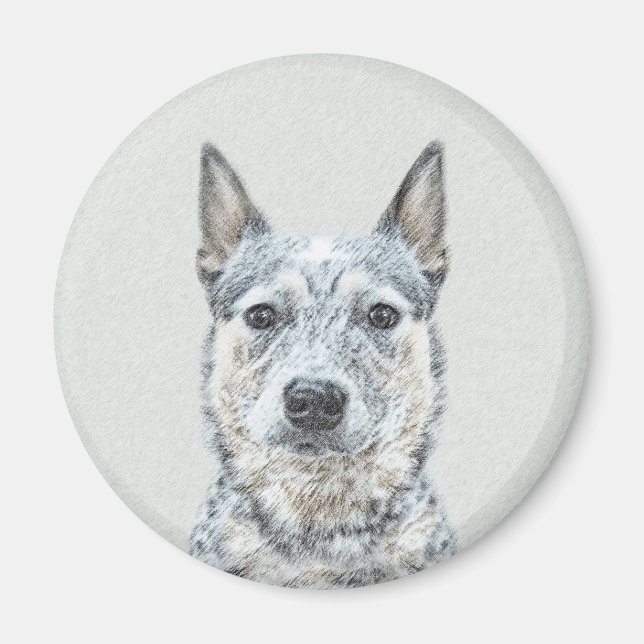 Australian Cattle Dog Painting - Cute Original Art Magnet (Front)