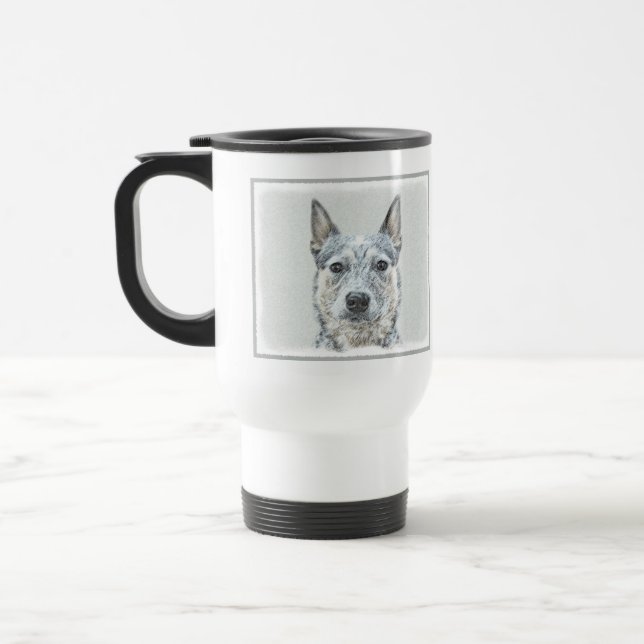 Australian Cattle Dog Painting - Cute Original Art Travel Mug (Left)