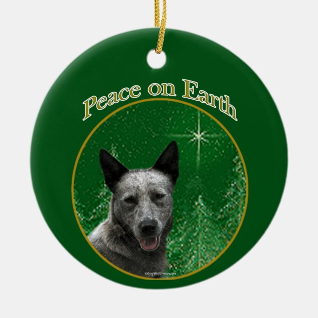 Australian Cattle Dog Peace Ceramic Tree Decoration (Front)