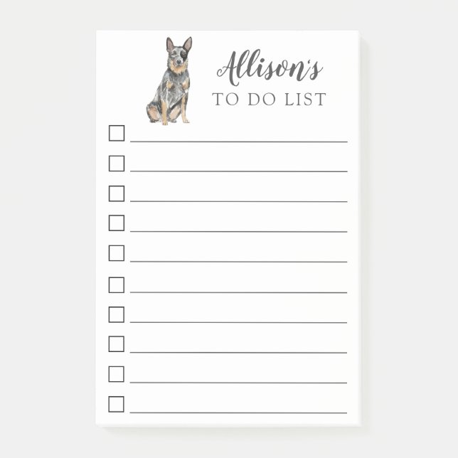 Australian Cattle Dog Personalised To Do List Post-it Notes (Front)