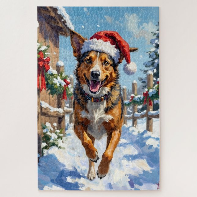 Australian Cattle Dog Red Heeler Christmas Jigsaw Puzzle (Vertical)