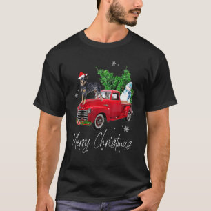 Australian Cattle Dog Riding Red Truck Christmas T-Shirt