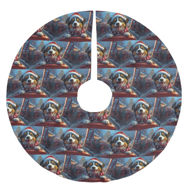 Australian Cattle Dog Roller Coaster Christmas Brushed Polyester Tree Skirt (Front)