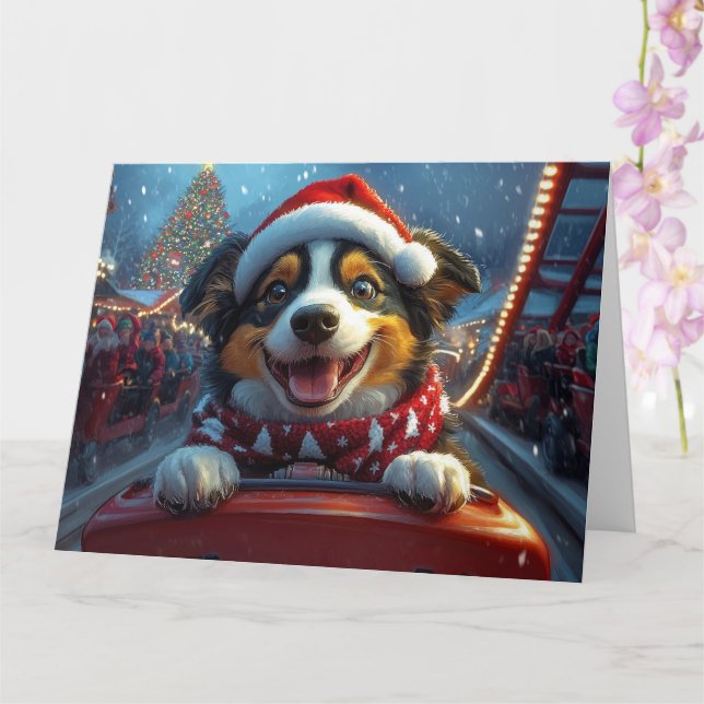 Australian Cattle Dog Roller Coaster Christmas Card (Orchid)
