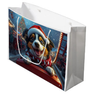 Australian Cattle Dog Roller Coaster Christmas Large Gift Bag