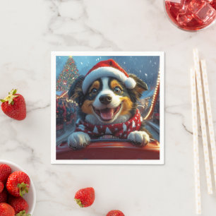 Australian Cattle Dog Roller Coaster Christmas Napkin