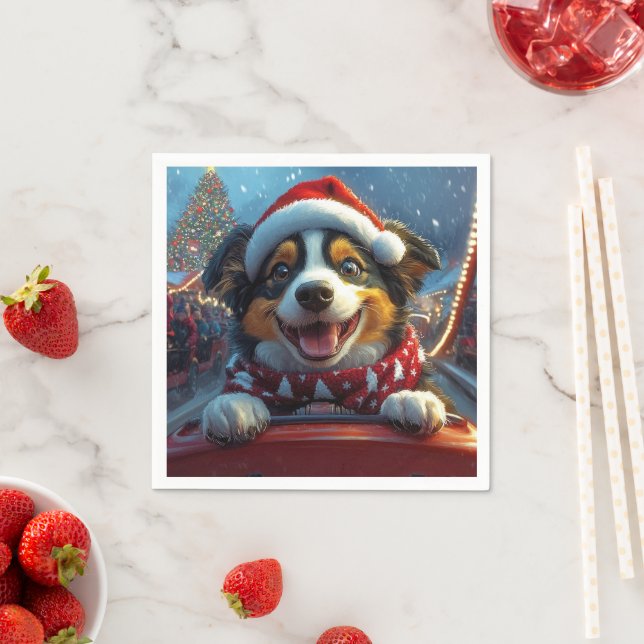 Australian Cattle Dog Roller Coaster Christmas Napkin (Insitu)