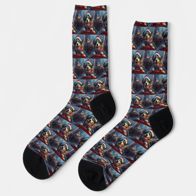 Australian Cattle Dog Roller Coaster Christmas Socks (Left)