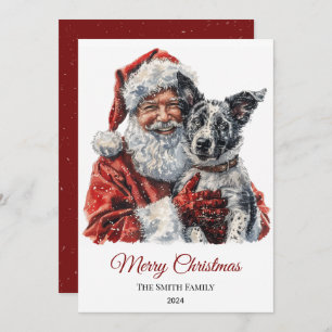 Australian Cattle Dog Santa Claus Christmas Holiday Card