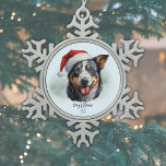 Australian Cattle Dog Santa Hat Monogram Name Year Snowflake Pewter Christmas Ornament<br><div class="desc">Celebrate the 'Happy Pawlidays' with our Australian Cattle Dog Santa Hat Monogram Name Year Snowflake Pewter Christmas Ornament! 🎄🐾 This ornament features a sleek, modern design showcasing a lifelike image of a black, brown white Australian Cattle Dog (known as a ACD or blue heeler, or red heeler or simply cattle...</div>