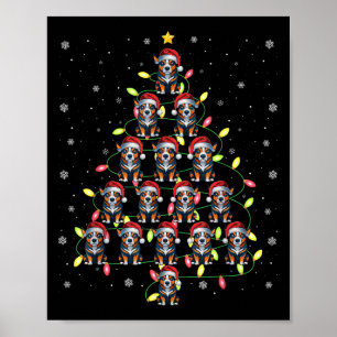 Australian Cattle Dog Santa Xmas Tree Lights Ugly Poster