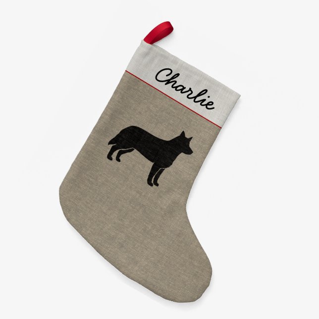 Australian Cattle Dog Silhouette Heeler Holiday Small Christmas Stocking (Front (Hanging))
