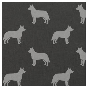 Australian Cattle Dog Silhouettes Grey and Black Fabric