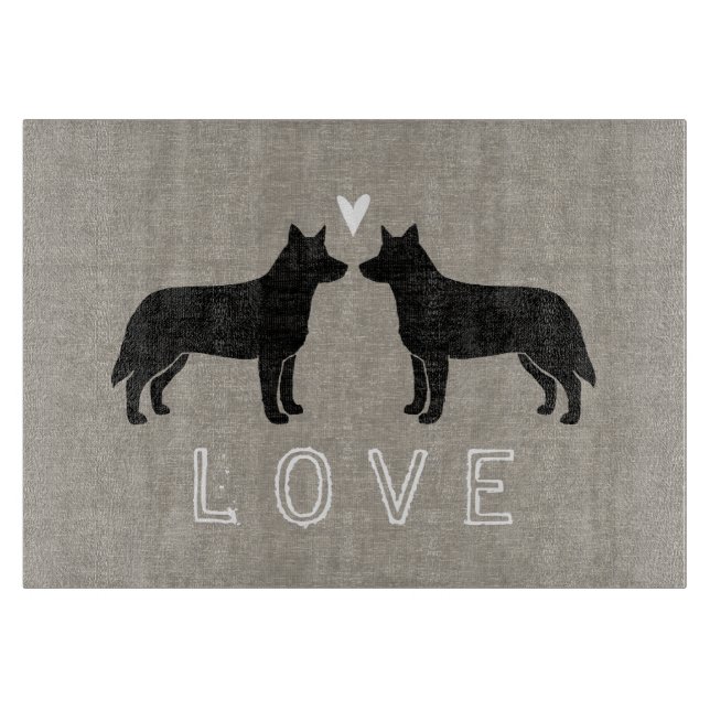 Australian Cattle Dog Silhouettes Love Cutting Board (Front)