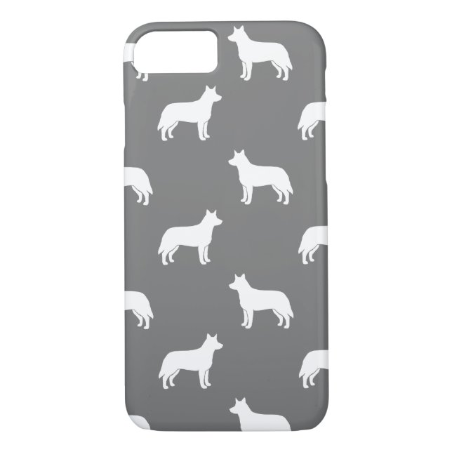 Australian Cattle Dog Silhouettes Pattern Grey Case-Mate iPhone Case (Back)