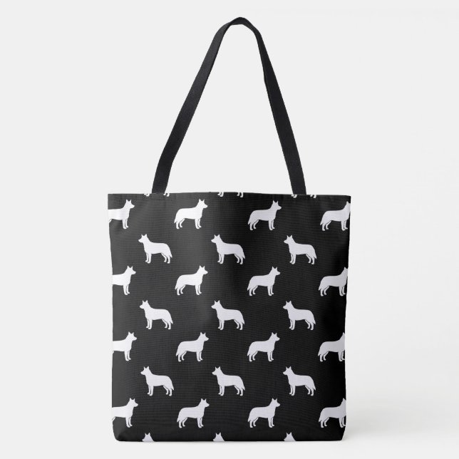 Australian Cattle Dog Silhouettes Patterned Tote Bag (Front)