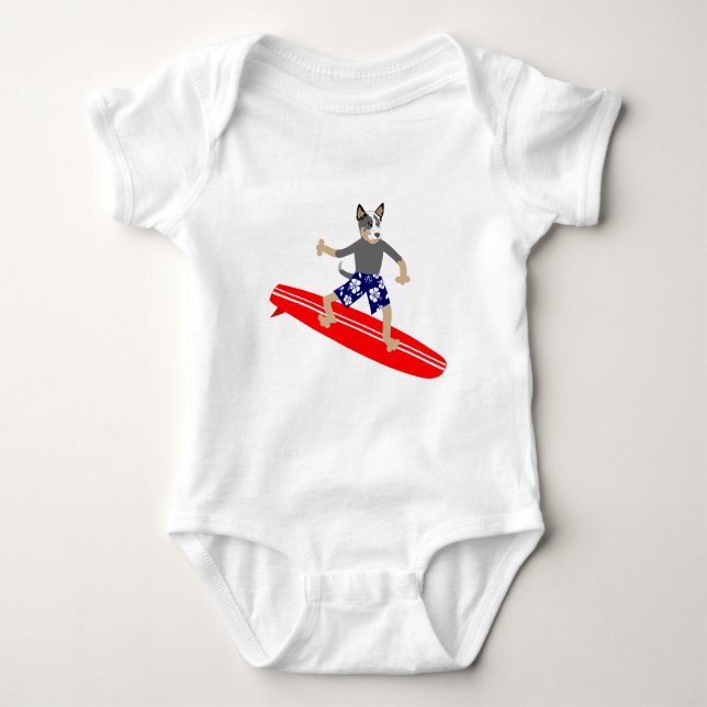 Australian Cattle Dog Surfer Baby Bodysuit (Front)