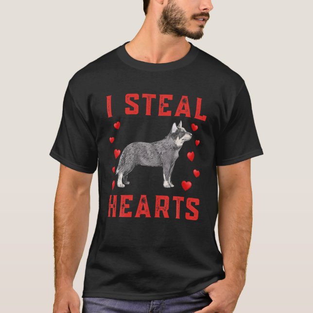 Australian Cattle Dog Themed I Steal Hearts Cute V T-Shirt (Front)
