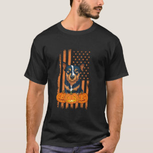 Australian Cattle Dog USA Flag Patriotic Halloween T-Shirt