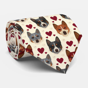 Australian Cattle Dog Valentine Hearts Pattern Dog Tie