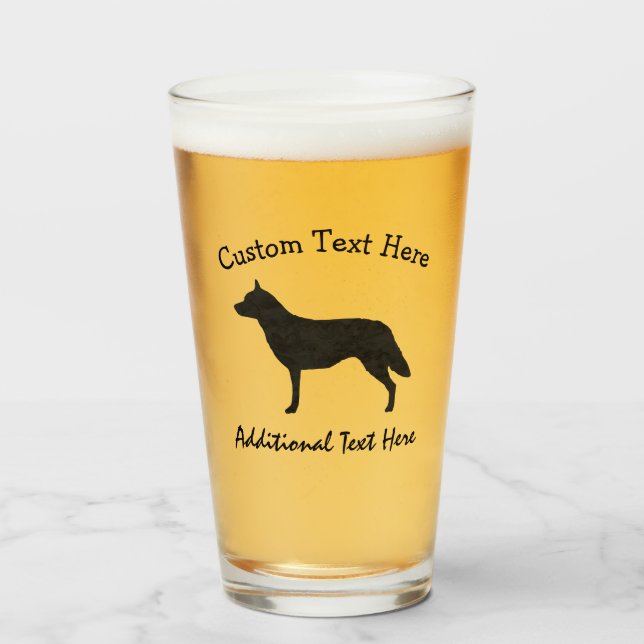 Australian Cattle Dog Watercolor Silhouette Glass (Front Filled)