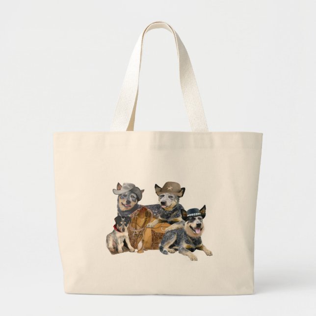 Australian Cattle Dog Western Portrait Large Tote Bag (Front)
