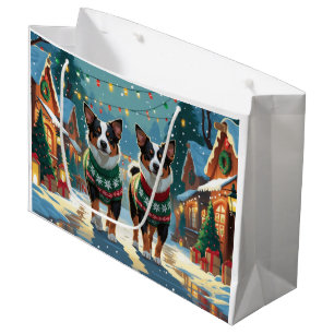 Australian Cattle Dogs Christmas Snow Holiday Large Gift Bag