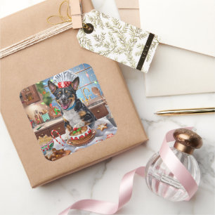 Australian Cattle Holiday Baking Festive Christmas Square Sticker