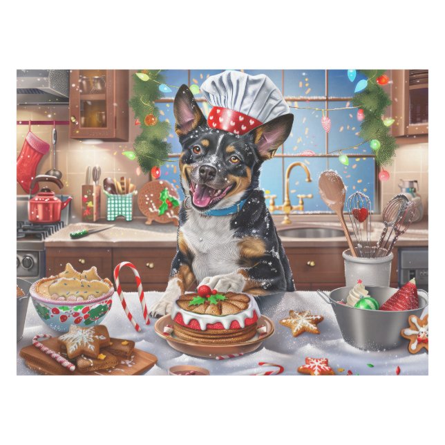 Australian Cattle Holiday Baking Festive Christmas Tablecloth (Front (Horizontal))