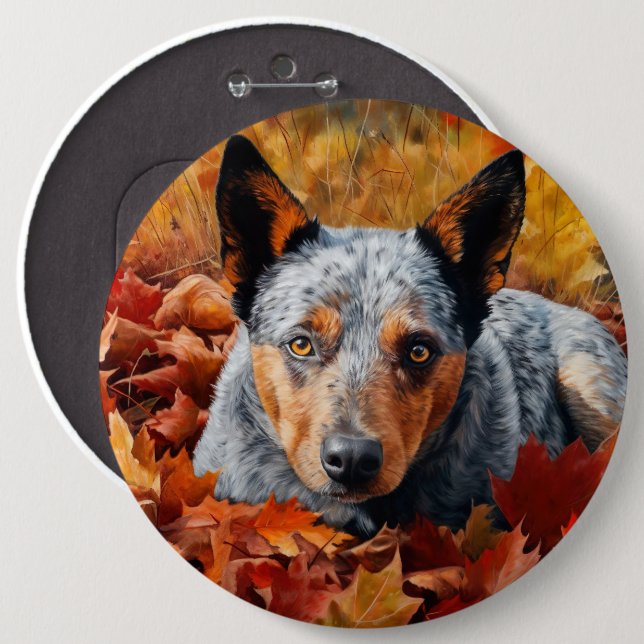 Australian Cattle  in Autumn Leaves Fall Inspire  6 Cm Round Badge (Front & Back)