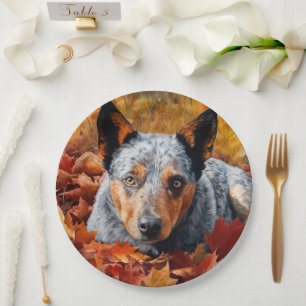 Australian Cattle  in Autumn Leaves Fall Inspire  Paper Plate
