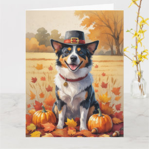 Australian Cattle in Autumn Leaves Thanksgiving  Card