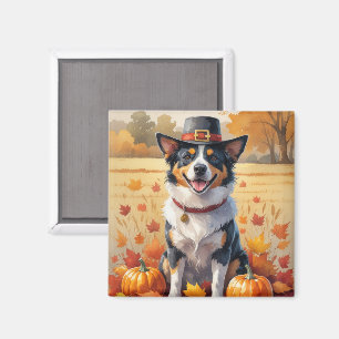 Australian Cattle in Autumn Leaves Thanksgiving Magnet