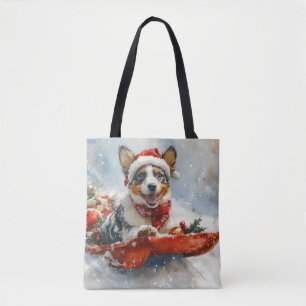 Australian Cattle in Sledge Let it Snow Christmas Tote Bag