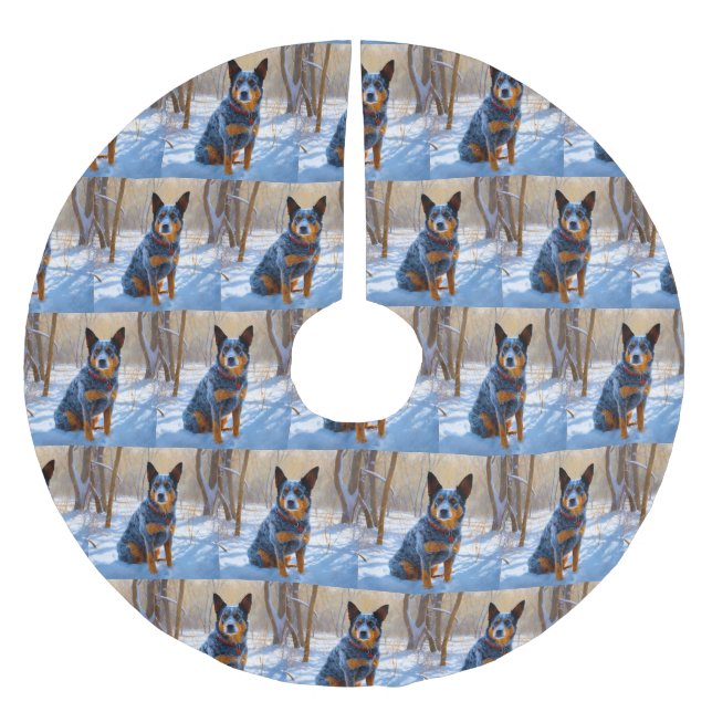 Australian Cattle Let It Snow Christmas Brushed Polyester Tree Skirt (Front)