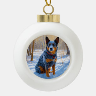 Australian Cattle Let It Snow Christmas Ceramic Ball Christmas Ornament