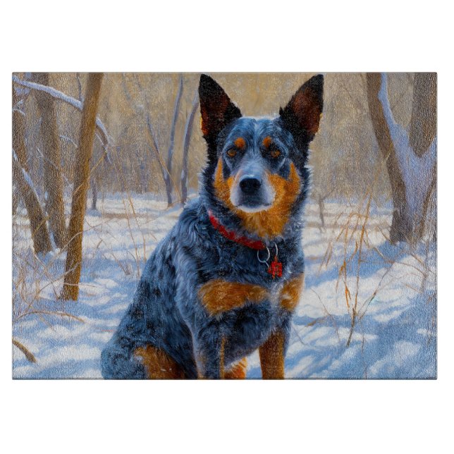 Australian Cattle Let It Snow Christmas Cutting Board (Front)