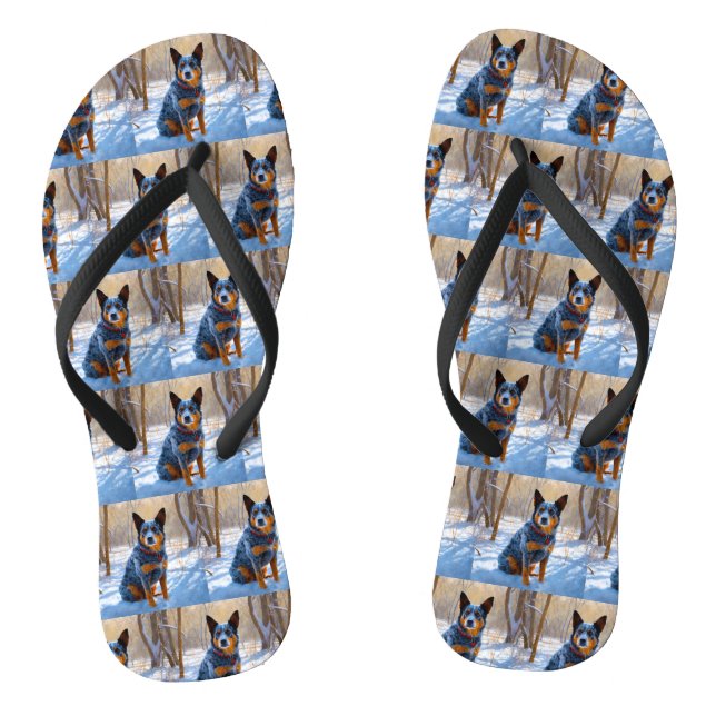 Australian Cattle Let It Snow Christmas Flip Flops (Footbed)