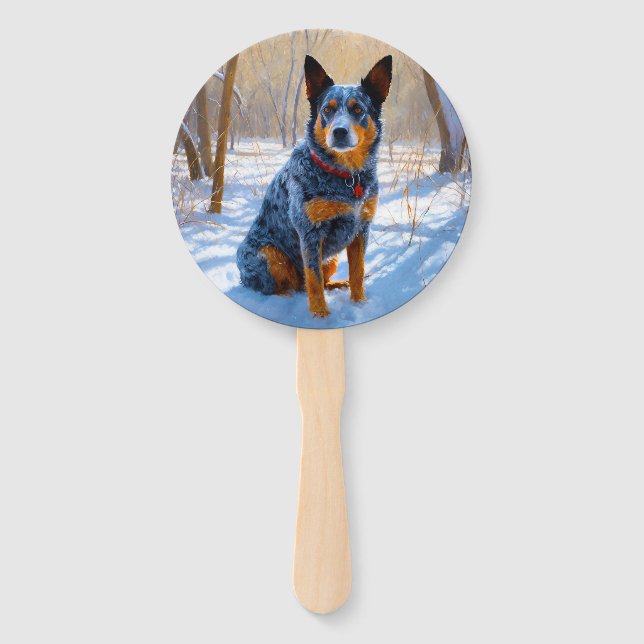 Australian Cattle Let It Snow Christmas Hand Fan (Front)
