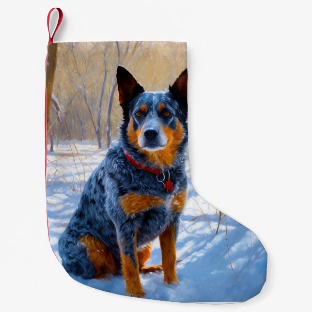 Australian Cattle Let It Snow Christmas Small Christmas Stocking (Front)